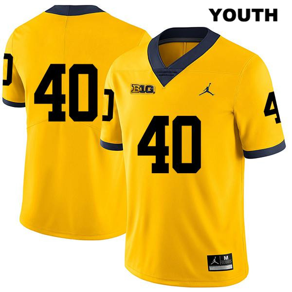 Youth NCAA Michigan Wolverines Ryan Nelson #40 No Name Yellow Jordan Brand Authentic Stitched Legend Football College Jersey EJ25F34GD